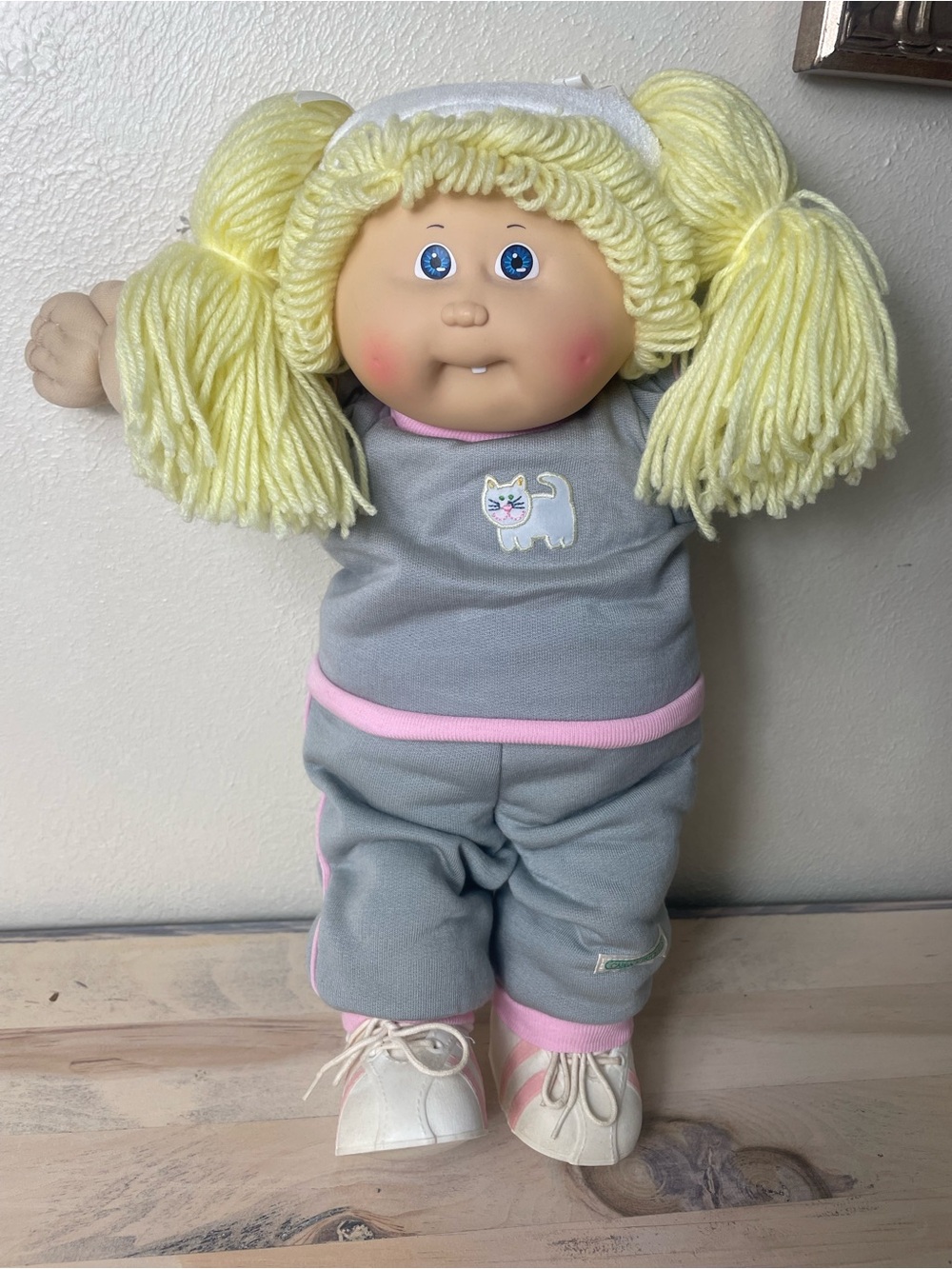 Vintage 1985 Coleco Cabbage Patch Kid blonde pigtails, blue eyes single tooth